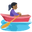 woman rowing boat medium-dark skin tone