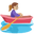 woman rowing boat medium-light skin tone