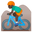 person mountain biking dark skin tone