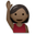 person raising hand dark skin tone