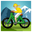 woman mountain biking medium-light skin tone
