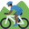 person mountain biking dark skin tone