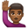 man raising hand medium-dark skin tone