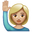 person raising hand medium-light skin tone