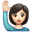 woman raising hand light skin tone