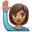 woman raising hand medium skin tone