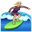woman surfing medium-light skin tone